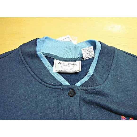 NEW Lauren Brooke Womens 3X Blue Button Jacket Shacket Embroidered Leaves Bird - Picture 10 of 12